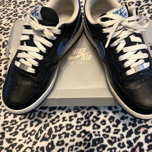 Nike Air Force 1 Black and Blue Men's Sneakers